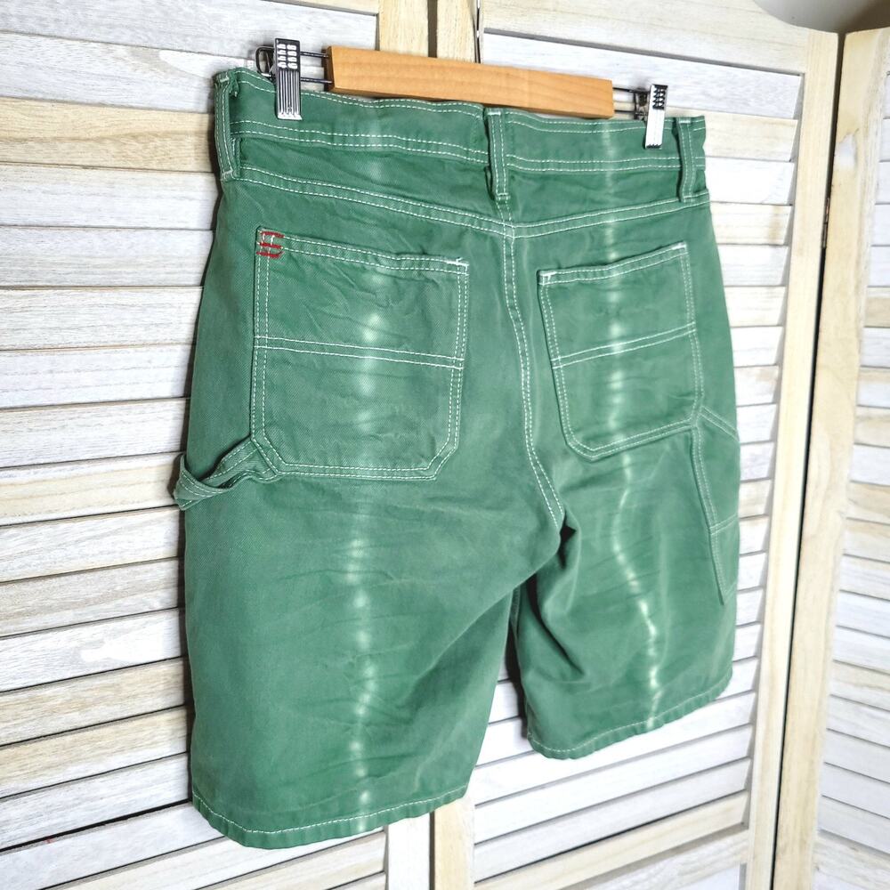 💛3/$15 BDG Green Tie Dye Cargo Denim Shorts Urban Jean 25 Girlfriend Womens